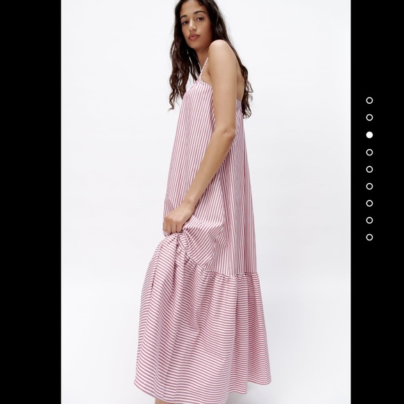 Zara Red & White Striped Cross Back Poplin Cotton Dress Size XS &  S - Picture 3 of 7